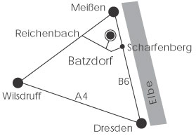 Lage des Schloss Batzdorf
